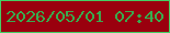 文字の大きさ：4、枠の色：44cf63、背景の色：9a000e、文字の色：38ab4f 無料ブログパーツのブログ時計