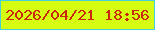 文字の大きさ：5、枠の色：44d0db、背景の色：d6fc11、文字の色：c9280c 無料ブログパーツのブログ時計