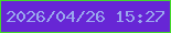 文字の大きさ：4、枠の色：44d82a、背景の色：6726d5、文字の色：9aa6ed 無料ブログパーツのブログ時計