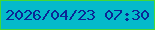 文字の大きさ：2、枠の色：44d836、背景の色：04bacb、文字の色：0b2696 無料ブログパーツのブログ時計