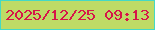 文字の大きさ：1、枠の色：44d9c5、背景の色：bedb66、文字の色：d61649 無料ブログパーツのブログ時計