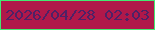 文字の大きさ：5、枠の色：44e972、背景の色：b0184a、文字の色：4f2166 無料ブログパーツのブログ時計