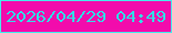 文字の大きさ：4、枠の色：44edeb、背景の色：f20cac、文字の色：35dbe5 無料ブログパーツのブログ時計