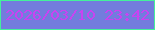 文字の大きさ：4、枠の色：44f09b、背景の色：737cdd、文字の色：c843f1 無料ブログパーツのブログ時計