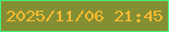 文字の大きさ：4、枠の色：44f17f、背景の色：848f33、文字の色：ffba30 無料ブログパーツのブログ時計