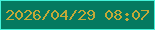 文字の大きさ：1、枠の色：44f1d9、背景の色：057960、文字の色：c3a938 無料ブログパーツのブログ時計