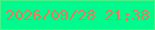 文字の大きさ：4、枠の色：44f289、背景の色：01fa8d、文字の色：ec7659 無料ブログパーツのブログ時計