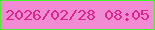 文字の大きさ：5、枠の色：44f32c、背景の色：f18bd4、文字の色：da268c 無料ブログパーツのブログ時計
