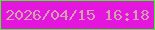 文字の大きさ：4、枠の色：44f527、背景の色：e415dd、文字の色：cfa2ac 無料ブログパーツのブログ時計