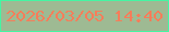 文字の大きさ：4、枠の色：44f5a3、背景の色：9eba93、文字の色：f67d5a 無料ブログパーツのブログ時計