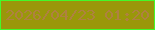 文字の大きさ：1、枠の色：44f82a、背景の色：9a970a、文字の色：af8140 無料ブログパーツのブログ時計