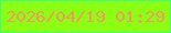文字の大きさ：4、枠の色：44fa7a、背景の色：8cfe11、文字の色：f09b5d 無料ブログパーツのブログ時計