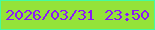 文字の大きさ：1、枠の色：44fb9f、背景の色：94e339、文字の色：8b17f9 無料ブログパーツのブログ時計