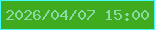 文字の大きさ：4、枠の色：44fbff、背景の色：41ab20、文字の色：89daa5 無料ブログパーツのブログ時計