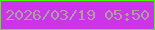 文字の大きさ：2、枠の色：44fc03、背景の色：cb34e9、文字の色：aaa09c 無料ブログパーツのブログ時計