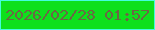 文字の大きさ：4、枠の色：44fddd、背景の色：0ee01c、文字の色：6b6744 無料ブログパーツのブログ時計