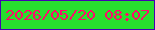 文字の大きさ：1、枠の色：4501b2、背景の色：28df2e、文字の色：fe0a6a 無料ブログパーツのブログ時計