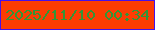文字の大きさ：1、枠の色：4511ea、背景の色：fc3c03、文字の色：329537 無料ブログパーツのブログ時計