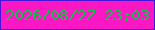 文字の大きさ：2、枠の色：4516da、背景の色：fb17c3、文字の色：0bc345 無料ブログパーツのブログ時計