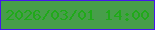 文字の大きさ：4、枠の色：4517ec、背景の色：479e4a、文字の色：20a91a 無料ブログパーツのブログ時計