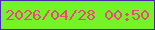 文字の大きさ：1、枠の色：452aae、背景の色：74f329、文字の色：eb4a79 無料ブログパーツのブログ時計