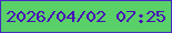 文字の大きさ：2、枠の色：452bc1、背景の色：59d068、文字の色：490cb8 無料ブログパーツのブログ時計