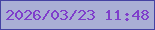 文字の大きさ：4、枠の色：4542a2、背景の色：aaafd5、文字の色：7f3ecb 無料ブログパーツのブログ時計