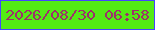文字の大きさ：5、枠の色：4544ff、背景の色：53eb14、文字の色：9e306b 無料ブログパーツのブログ時計