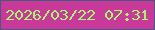 文字の大きさ：5、枠の色：455a7e、背景の色：c93999、文字の色：a5f86e 無料ブログパーツのブログ時計