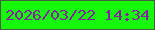 文字の大きさ：2、枠の色：455e3e、背景の色：17f90a、文字の色：83229c 無料ブログパーツのブログ時計