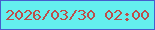 文字の大きさ：2、枠の色：455ecd、背景の色：64efee、文字の色：bd4e4a 無料ブログパーツのブログ時計