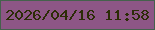 文字の大きさ：4、枠の色：45614d、背景の色：8d5686、文字の色：2c2c07 無料ブログパーツのブログ時計
