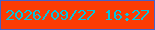 文字の大きさ：2、枠の色：4563c8、背景の色：fb3c04、文字の色：03c5e0 無料ブログパーツのブログ時計