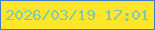 文字の大きさ：4、枠の色：457ac9、背景の色：fbe62a、文字の色：80c9b0 無料ブログパーツのブログ時計