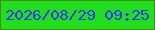 文字の大きさ：2、枠の色：458c10、背景の色：21df1c、文字の色：3936fa 無料ブログパーツのブログ時計