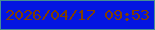 文字の大きさ：4、枠の色：458f94、背景の色：0316e1、文字の色：803d01 無料ブログパーツのブログ時計