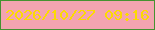 文字の大きさ：5、枠の色：459230、背景の色：f3a4b0、文字の色：fcda02 無料ブログパーツのブログ時計