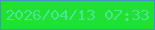 文字の大きさ：1、枠の色：4594bf、背景の色：20e132、文字の色：47e694 無料ブログパーツのブログ時計