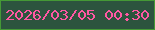 文字の大きさ：4、枠の色：459936、背景の色：2c543e、文字の色：ff58a3 無料ブログパーツのブログ時計
