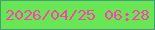 文字の大きさ：1、枠の色：459c78、背景の色：68e653、文字の色：f945aa 無料ブログパーツのブログ時計