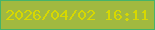 文字の大きさ：5、枠の色：45b46a、背景の色：a1b940、文字の色：d7d801 無料ブログパーツのブログ時計