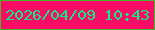 文字の大きさ：3、枠の色：45b729、背景の色：f90b66、文字の色：0aee84 無料ブログパーツのブログ時計