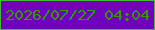 文字の大きさ：5、枠の色：45b837、背景の色：6e02bd、文字の色：349800 無料ブログパーツのブログ時計