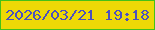 文字の大きさ：5、枠の色：45c118、背景の色：eed906、文字の色：4b50bf 無料ブログパーツのブログ時計