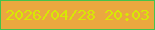 文字の大きさ：1、枠の色：45c34c、背景の色：eba83f、文字の色：d7e804 無料ブログパーツのブログ時計