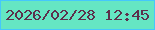文字の大きさ：5、枠の色：45c7fc、背景の色：65e6c3、文字の色：5c304c 無料ブログパーツのブログ時計