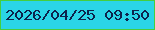 文字の大きさ：3、枠の色：45ce3e、背景の色：2ad5e7、文字の色：0d234c 無料ブログパーツのブログ時計