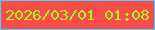 文字の大きさ：2、枠の色：45d2ff、背景の色：f84d49、文字の色：a1f81e 無料ブログパーツのブログ時計
