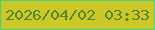 文字の大きさ：2、枠の色：45d484、背景の色：ccc828、文字の色：55852f 無料ブログパーツのブログ時計