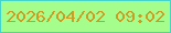 文字の大きさ：3、枠の色：45d4cb、背景の色：a5fd8b、文字の色：ce9c22 無料ブログパーツのブログ時計
